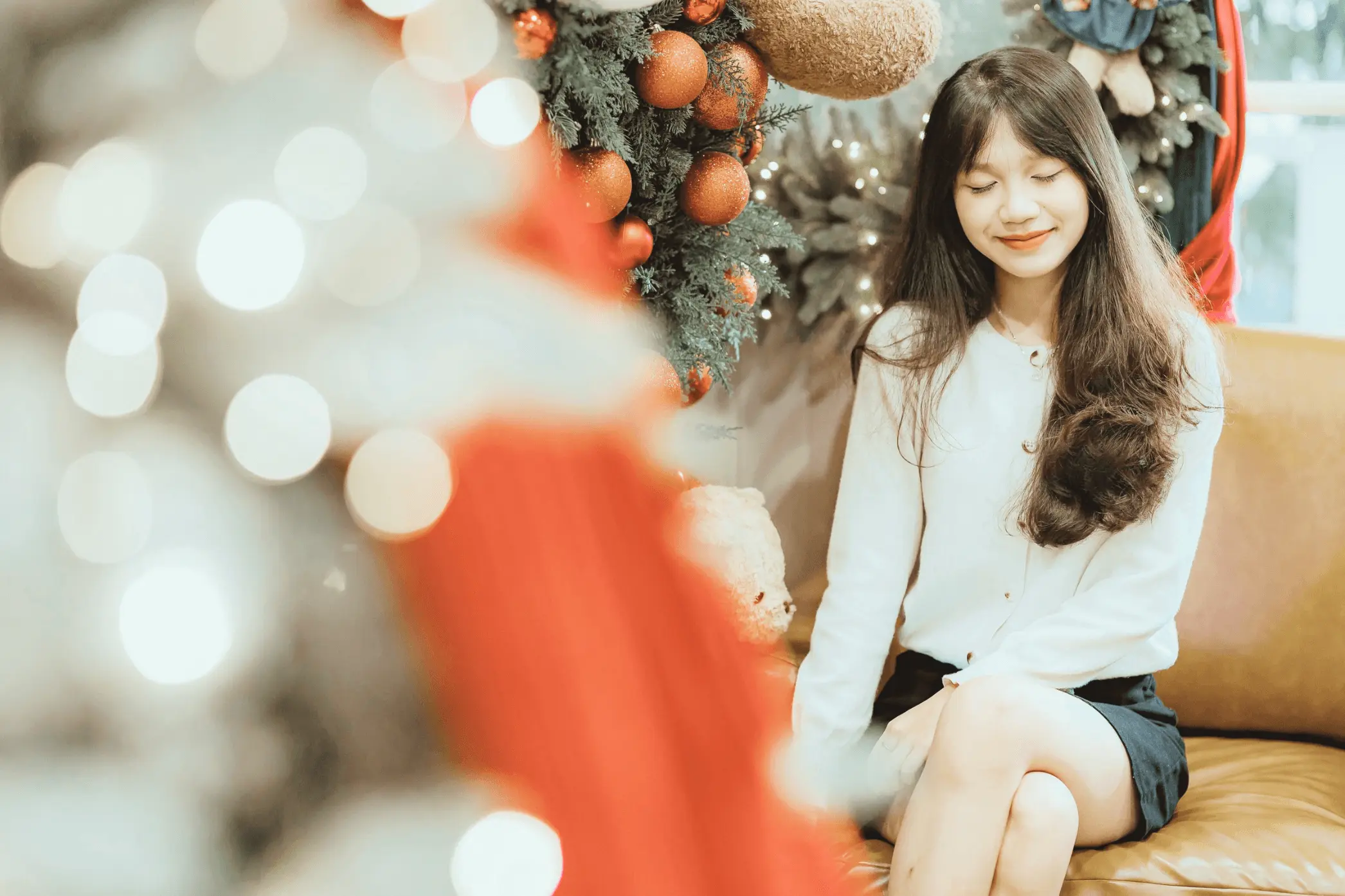 sérenité-fête femme qui profite des fêtes de fin d'année